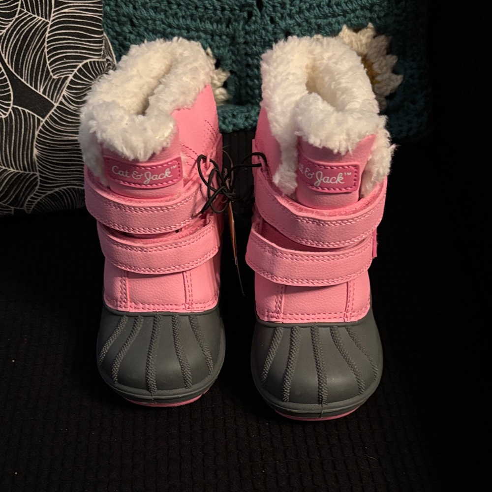 Cat & Jack Pink and Gray Snow Boots